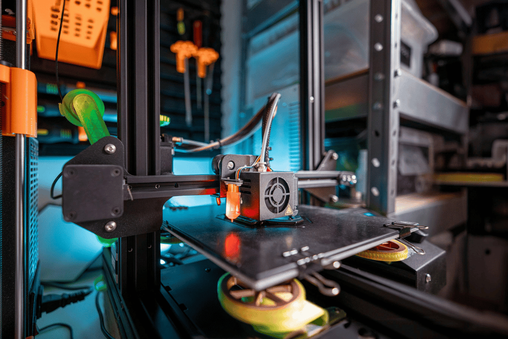 Engineer inspecting 3D print